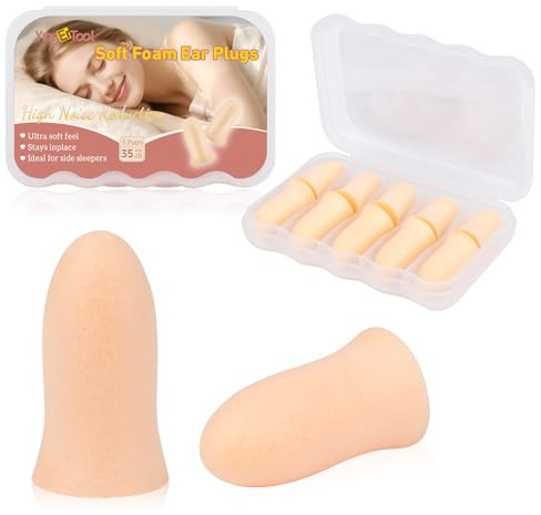 Foam Earplugs 5 Pairs - 35dB Noise Cancelling Soft High Decibel Ear Plugs for Noise Reduction Ear Protection Construction Work Safety Hearing Protection Ear Plugs (Pink, One Size)