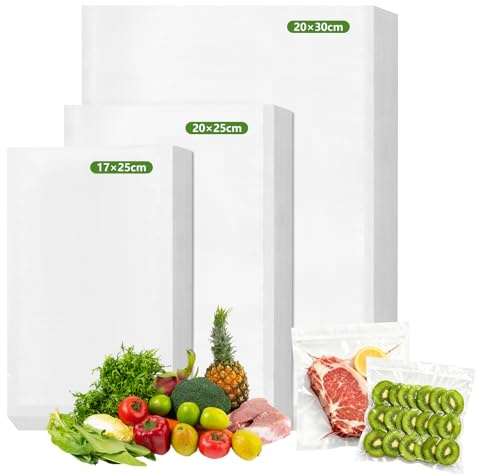 150 Count Vacuum Sealer Bags for Food,50 of Each Size 17x25cm,20x25cm,20x30cm Textured Food Vacuum Storage Bags,BPA Free Embossed Vacuum Food Sealer Bags,Great for Sous Vide, PreCut Bag