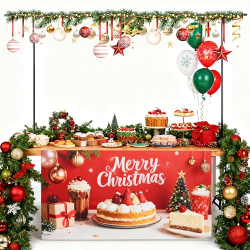 Adjustable Metal Table Arch Stand for Party, Wedding & Christmas Decoration – Sturdy Black Iron Backdrop Frame for Balloons, Garland, Flowers & Event Display, Detachable Design, 240×120cm