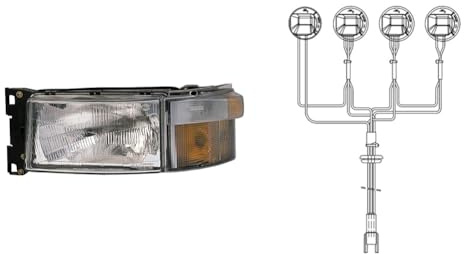 Hella 1EG 007 150-101 Halogen-Hauptscheinwerfer - rechts - für u.a. John Deere + 8KA 155 372-001 Kabelsatz, Hauptscheinwerfer