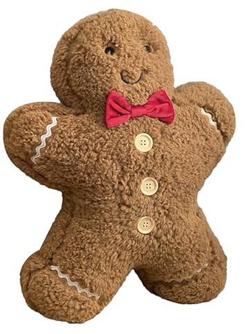 Weihnachtskissen Lebkuchenmann, 15.7 Zoll Weihnachts Lebkuchens Kissen, Dekokissen Flauschiges Zierkissen, Weihnachten Plüschtier Kuscheltier Lebkuchenmann Spielzeug, Weihnachtsschmuck Kinder Geschenk