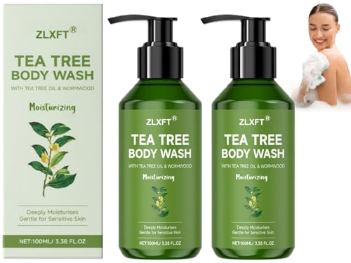 Gel de Ducha Antibacteriano con Árbol de Té,2pcs Tea Tree Body Wash,Gel de Ducha Antibacteriano para Piel Seca con Picazón,Tea Tree Tinea Versicolour Body Wash,con Aceite Natural de Árbol de Té