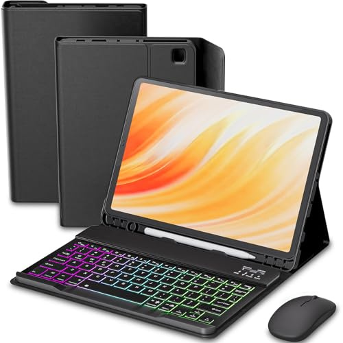 VLEAQC Case Keyboard for Amazon Kindle Fire HD 10&10 Plus 11/13th Gen 10.1 inch 2021&2023, Detachable Wireless Backlit Keyboard with Mouse, Lightweight Stand Cover with Pen Holder (Black)