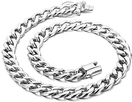 CCXXYGWJ 20-Zoll-Edelstahl-Gliederkette für Herren, 13 mm, Gold/Silber-Panzerhalskette