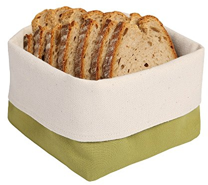 slowroom Cesto per pane in cotone o misto lino - Cesto per pane reversibile - Cesto per pane moderno quadrato 12,5 x 12,5 - Cesto per pane in tessuto regolabile da 8 a 13 cm di altezza, Oliva