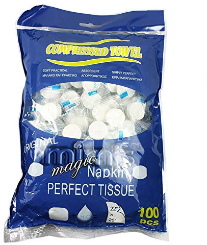 IUMÉ Compressed Towel, Baby Wipes Wet Wipes Travel Disposable Napkins Mini Magic Coin Tissues Portable for Camping Home Beauty Travel Sports Outdoor, 100 Count Expand to 8.7” x 7.9”