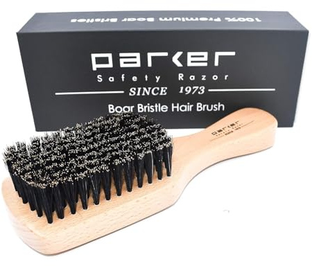 Parker Safety Razor 100% Eber-Borste-Haar-Bürste, Naturbeechwood Griff - Verpackt in einer Geschenkbox
