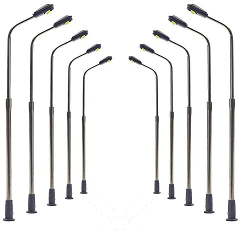 Evemodel LQS06 10 STK. Peitschenlampen LED 62mm Spur N Straßenlampen Flexible Höhe 3V 12V NEU