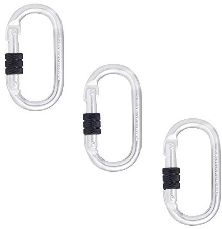 Kratos Stahl-Karabiner mit Schraubverschluss, Schraubkarabiner, Ovalkarabiner, PSA, 18mm Öffnungsweite, EN362, 25 kN 3 Stück