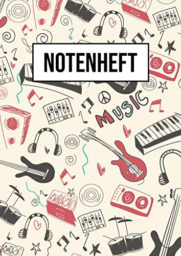 Notenheft: DIN A4 - 100 Seiten - Blanko Notenblock - Für Anfänger und Fortgeschrittene - Große Lineatur - Musiker Schreibheft - Leere Notensysteme