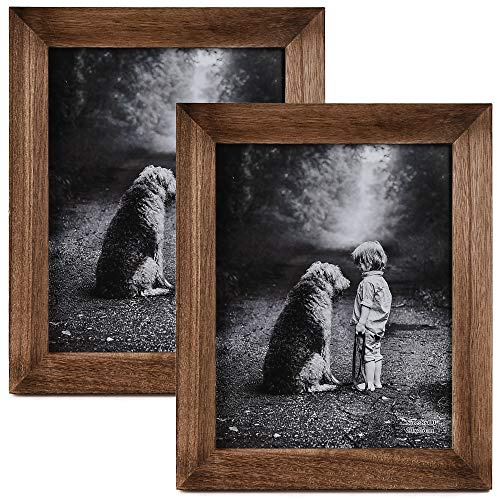 Yaetm-8x10 Picture Frame, Natural Solid Wood Photo Frame Display for Tabletop And Wall High Definition Glass Carbonized Black(2 pack)
