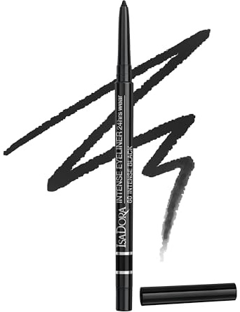 IsaDora Kajal Wasserfest Schwarz Intense 24H - Starker Halt ohne zu verwischen - Lidstrich Stift Ideal für Smokey Eyes - Kajalstift schwarz wasserfest - Besonders einfaches Auftragen