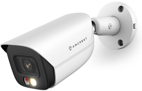 Amcrest 5MP IP PoE AI Camera w/ 49ft Color Night Vision, Security Outdoor Bullet Camera, Built-in Microphone, Human & Vehicle Detection, Active Deterrent, 129° FOV, 5MP@20fps IP5M-B1276EW-AI (White)