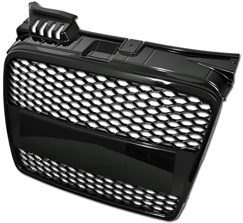 TLAPS 7422438564535 Compatible With 2005 2006-2008 Audi A4 B7 Glossy Black RS-Honeycomb Mesh Front Bumper Grill Grille With Emblem Base