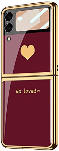 Coque Galaxy Z Flip 3 5G, ultradünne Handyhülle, aus Glas, 9H, glänzend, faltbar, für Samsung Galaxy Z Flip 3 5G, Liebe, Rot
