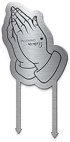 CHRISCK design Grabstecker Grabschmuck Betende Hände aus Edelstahl | Personalisierbar mit Namen & Spruch | Wunderschöne Grabdekoration wetterfest zB Urnengrab Dekoration Albrecht Dürer Bild
