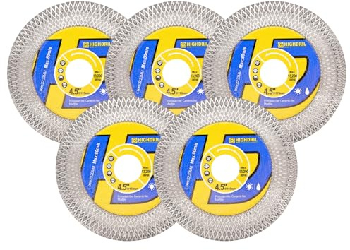 HIGHDRIL Fliesen Diamant Sägeblatt Trennscheibe 5 Stück 115mm zum Schneiden und Schleifen von Porzellanfliesen Granit Marmor Keramik Beton