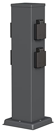 ledscom.de Presa da giardino a colonna POLLY per esterni, IP44, 4 vie, acciaio inox, antracite, angolare, 40 cm