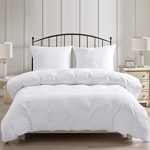 PHF Juego de ropa de cama de 3 piezas, 200x200 cm, fundas nórdicas de 200x200 cm, con 2 fundas de almohada de 80x80 cm, suave y no necesita planchado, microfibra con cremallera, color blanco