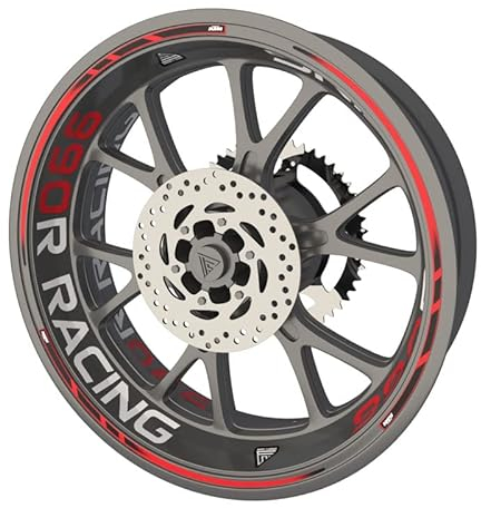 KTM 990R Racing Premium Qualität Felgenrandaufkleber Felgenband Felgenband Sticker Set für Motorrad KTM 990R Racing (2 Felgen) (Rot)