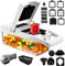 23 in 1 Gemüseschneider, Gemüse Schneider mit 12 Klingen Edelstahl und Handschuhe, Würfelschneider Zwiebelschneider, Vegetable Chopper Dicer für Gemüse und Obst, Karotte, Kartoffel, Knoblauch