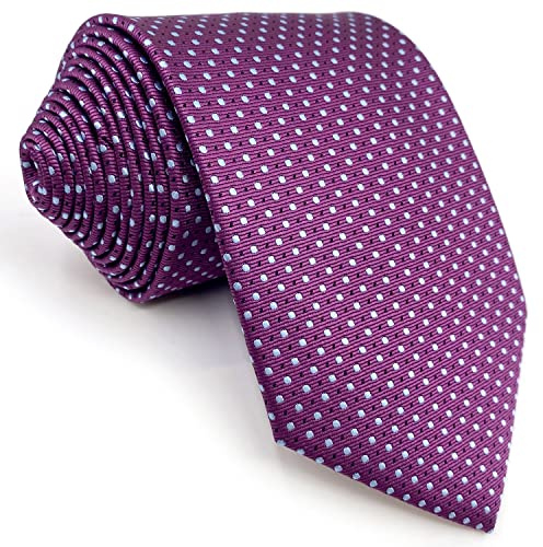 S&W SHLAX&WING Krawatten für Herren Dotty Purple mit Blue Dots Krawattenset extra lang