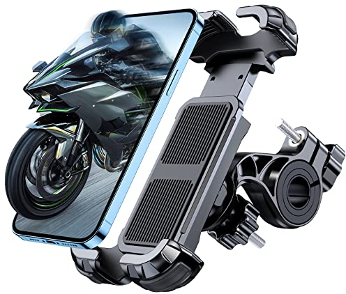 Rolgno Porta Cellulare Bici, [Blocco Pulsante] Porta Telefono Moto, 360° Rotazione Antisismico Porta Cellulare Moto, Compatibile con iPhone 16 15 Pro, Galaxy S25 S24, Tutti i Telefoni da 4,7-6,8