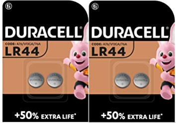 4 x Duracell LR44 A76 V13GA 76A (2 Blister mit 2 Batterien) 4 Batterien