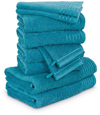Möve Handtuchset New Classic 10-TLG Handtücher - 2x20x15cm+2x30x50cm+4x50x100cm+2x67x140cm, 100% Baumwolle, Lagoon