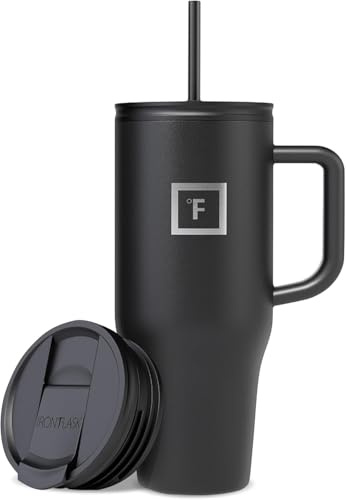 950ml Insulated Tumbler with Straw Lid and Handle - Cold 20hrs & Hot 5hrs Drinks - Double-Walled Stainless Steel Leakproof Travel Mug - Cupholder Friendly Thermal Cup Coffee Flask