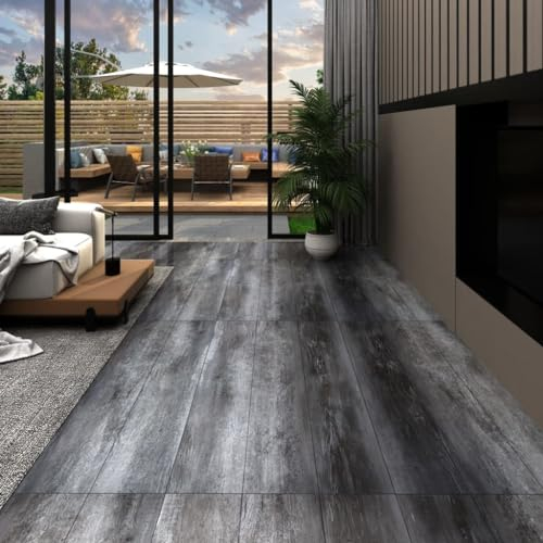 vidaXL Självhäftande PVC-laminatgolv 5,21 m² 2 mm glansig grå