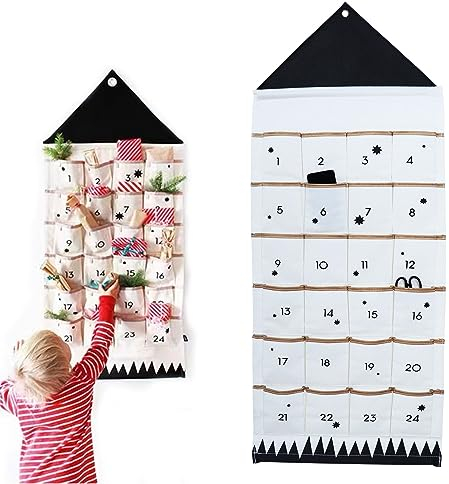Fabric Advent Calendar, Fillable Advent Calendar With 24 Pockets Christmas Advent Calendar 2023, Countdown Calendar Make Your Own Advent Calendar For Kids And Family (Black)