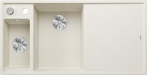 BLANCO AXIA III 6 S, color blanco suave, color gris claro, tipo de montaje: instalación desde arriba, lavabo principal izquierdo, con tabla de cortar de cristal, armario inferior de 60 unidades, tabla