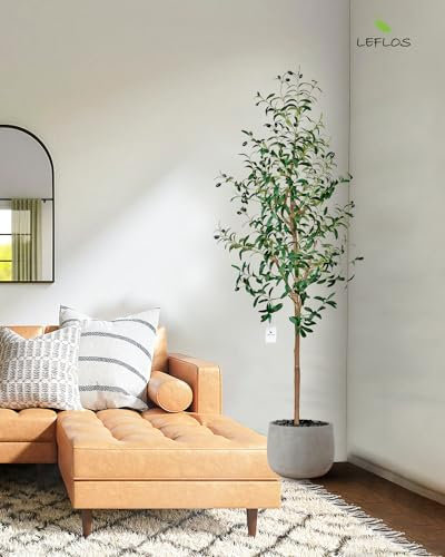 Leflos 180cm Olivos realistas de Interior, sólo para Uso Interior con Tronco Vivo, Rama Ajustable y Aceitunas gordas, 2 Piezas