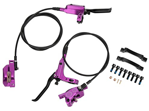 Fdit Fahrrad-4-Kolben-Ölbremse, Hochleistungs-CNC-Hydraulik-Scheibenbremsen-Set für Mountainbike, Glatte Bremsbeläge aus Harzmetall, Öldruck-Bremssattel Vorne und Hinten für