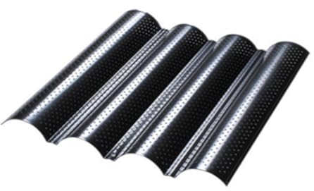 Plaques à Pâtisserie Plateau de cuisson de Baguette, moule à pain, Long moule à Baguette antiadhésif à 4 fentes, grand four, outils de cuisson à domicile (Color : Black, Size : 38x33cm)