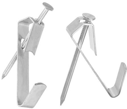 sourcing map 30Pcs Photo Frames Hanger Hooks, 50 Lb Frame Hooks with Nails Metal Wall Mount Album Picture Hanging Clips for Hanging, Clocks on the Wall, Silver
