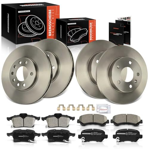 Frankberg Bremsensatz inkl. 4x Bremsscheiben + 8x Bremsbeläge Vorne Hinten Kompatibel mit Zafira/Zafira Family B A05 Astra H A04 Replace# 93192578, 93179708