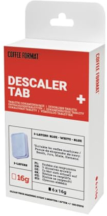 Coffee Format Descaler Tab+ 6 x 16 g, Pastillas Descalcificadoras para Cafeteras Automáticas