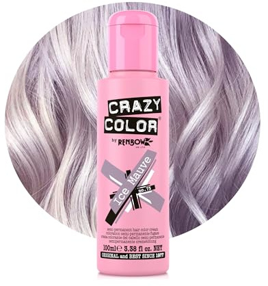 Crazy Color Ice Mauve Purple Hair Dye 100ml | Metallic Semi Permanent, Highly Pigmented Conditioning & Oil Nourishing Vegan Formula | No Bleach or Ammonia