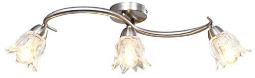 Homgoday Ceiling Lamp with Transparent Glass Shades for 3 E14 Bulbs Tulip, Ceiling Light Fixtures