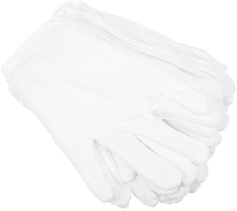 WOONEKY 12paare Baumwollhandschuhe Weiß Waschbar Baumwollhandbezüge Uhren Und Schmuckprüfhandschuhe Atmungsaktiv Bequem Leicht Tragen