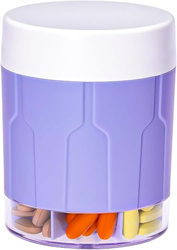 COLORWING-Tablettenbox 7 Tage Große Fächer,Rund Pillendose Groß für Monat | 360° drehbar, leicht reinigbar, feuchtigkeits- & staubgeschützt, robust, großes Volumen, inkl. Etiketten & Bürste
