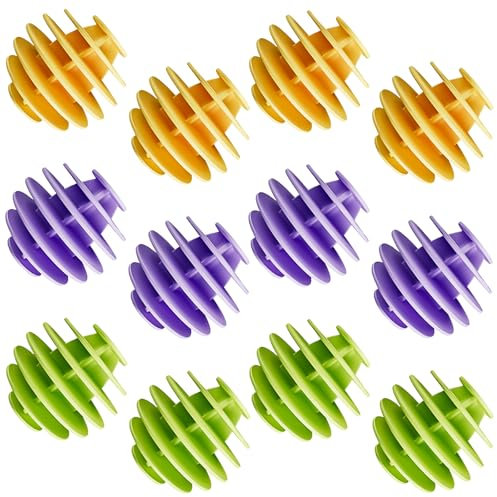 12er-Pack Waschbälle für Daunenjacken Wäscheball Waschmaschine Reduziert Das Verknoten Der Kleidung Waschball Tragbar Wäscheball für Wäschetrockner Weiche Wäschebälle aus Gummi (Gelb/Grün/Lila)