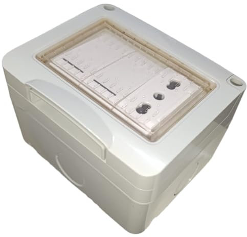Topolenashop Cassetta Elettrica Pronta all’Uso per Esterni IP55 – Scatola da Muro con 1 Presa Impermeabile e 2 Interruttori con Sportellino Protettivo – Box Anti-Intemperie per Apparecchi Elettrici
