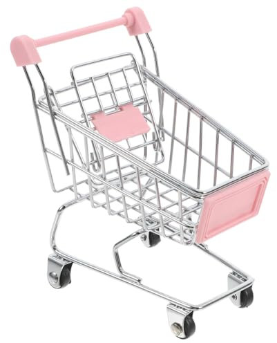 MUSISALY Kleiner Einkaufswagen Kinder Spielzeug Kleiner Einkaufskorb Aus Metall Pink Puppenhaus Dekoration Kompakt Und Robust Geschenk Für Kleinkinder