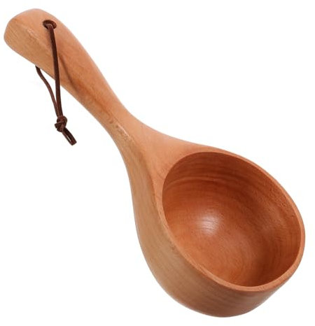 Cabilock Ladle Water Scoop Beech Long Handle Shower Bath Scoop Draining Spoon Kitchen Gadget Home Use