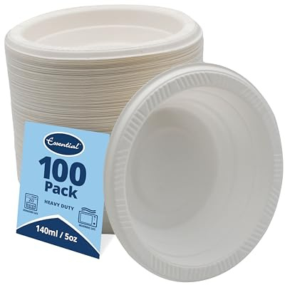 Essential Housewares | 100 White Plastic Bowl | 5oz | Heavy Duty