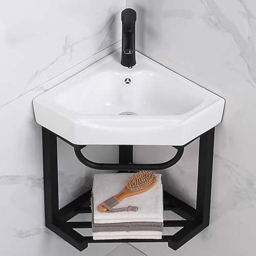 LYXWGRZD Lavandino angolare for bagno, lavabo in ceramica, lavabo angolare da parete for bagno, lavabo for mobile da bagno, lavabo angolare for bagno(38cm/14.9in)