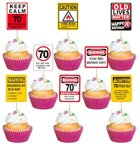 SYKYCTCY 40 Pack 70th Birthday Cupcake Toppers Glitter Seventy Fabulous 70 Cheers to 70 Cupcake Picks Happy 70th Birthday Cupcake Decorations for Birthday Anniversary Party Supplies